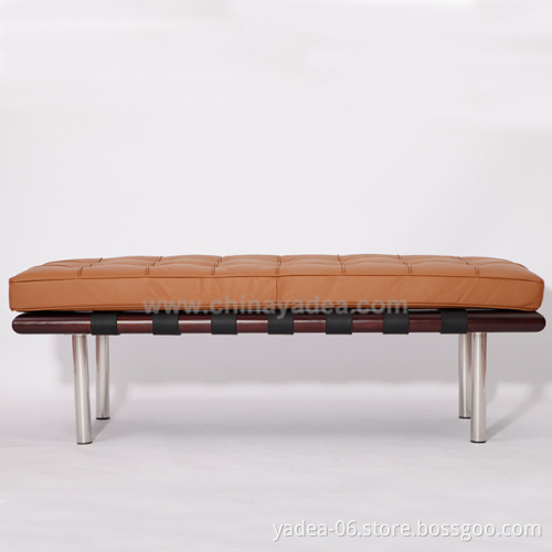 Modern white leather barcelona bench for living room